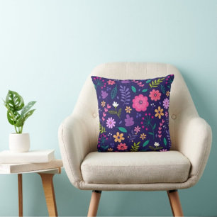 Vackra blommor och Löv Modern Kudde