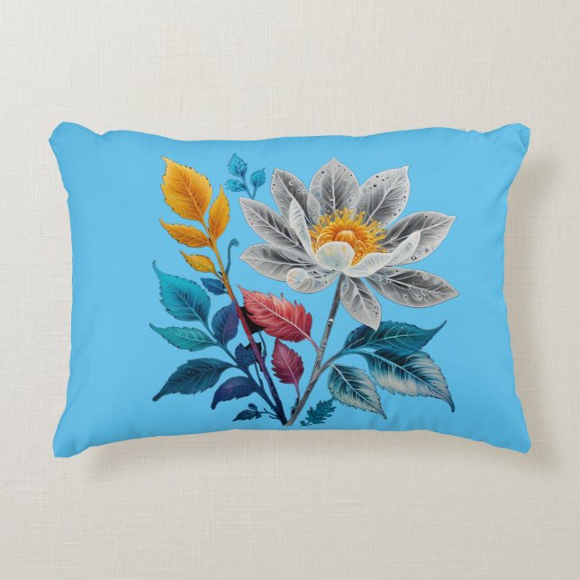 vackra blommor och löv prydnadskudde (Framsidan)