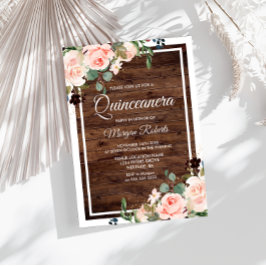 Vackra  blommor och Rustic Wood Quinceanera Inbjudningar