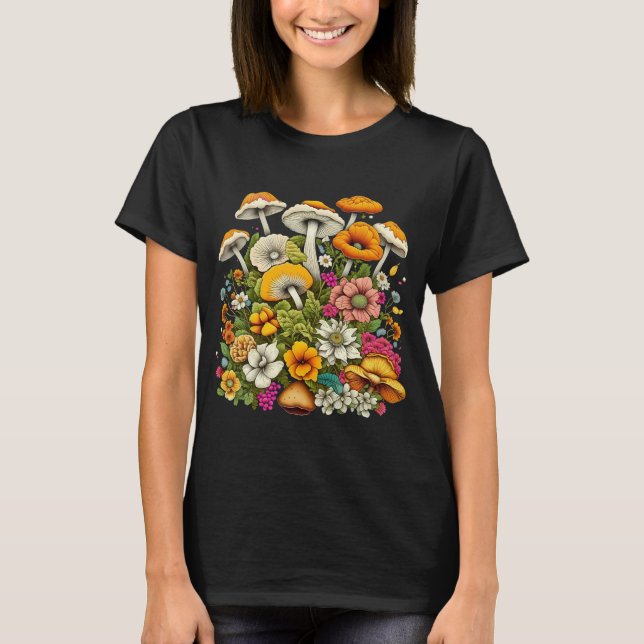 Vackra blommor och svampar t shirt (Framsida)