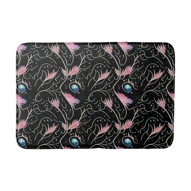 Vackra Blommor och Swirls Mönster Badrumsmatta (Framsidan)