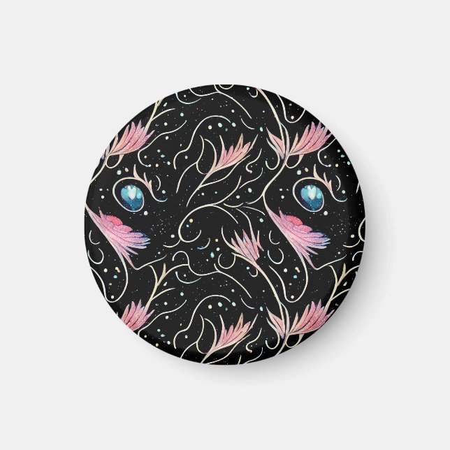 Vackra Blommor och Swirls Mönster Magnet (Framsidan)