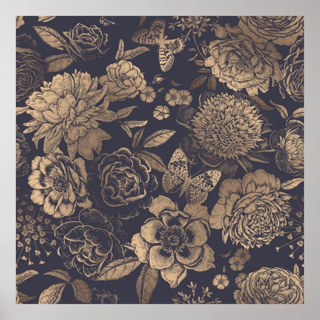 Vackra blommor, ponnyer, ro och fjärilar. poster (Framsidan)