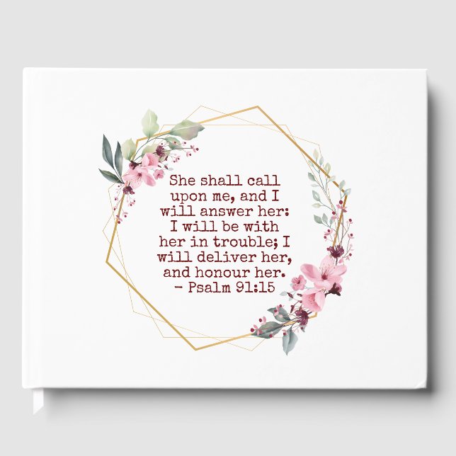 Vackra blommor Psalm 91 Birthday Guest Bok (Framsida)