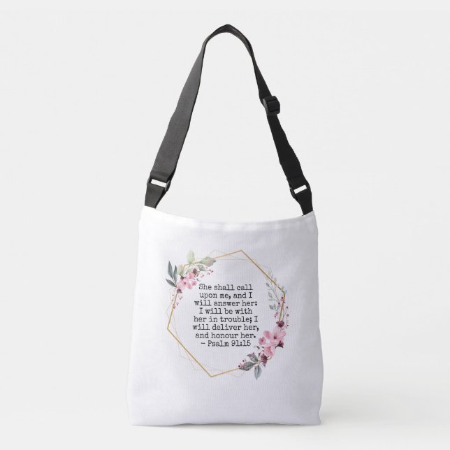 Vackra blommor Psalm 91 Crossbody Bag Axelväska (Framsida)