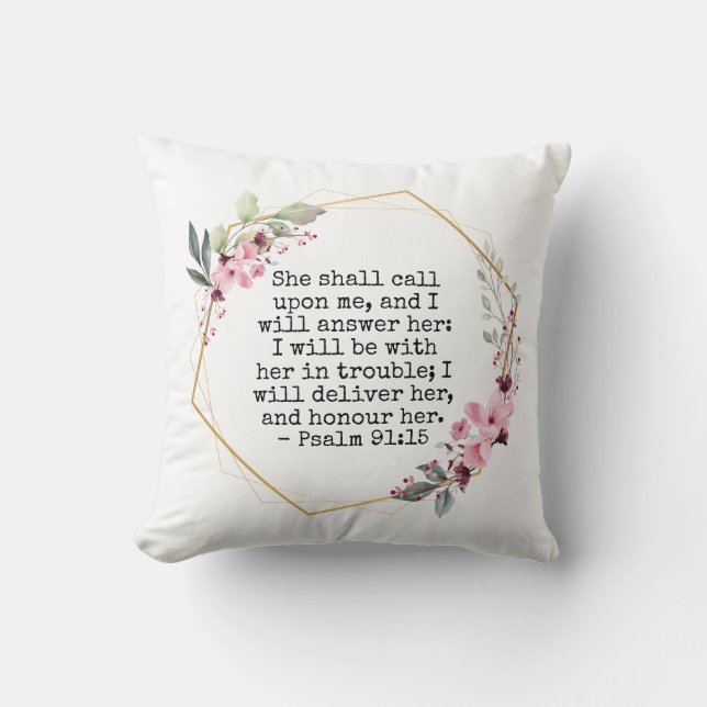 Vackra blommor Psalm 91 Dekorativ kudde (Framsida)