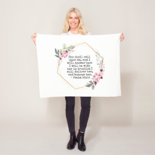 Vackra blommor Psalm 91 Fleece Blanket
