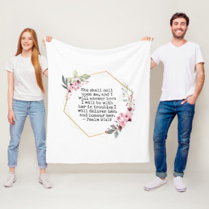 Vackra blommor Psalm 91 Fleece Blanket