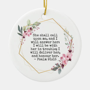 Vackra blommor Psalm 91 Keramiska prydnadsföremål Julgransprydnad Keramik