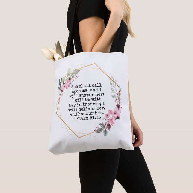 Vackra blommor Psalm 91 Tote Bag Tygkasse (Närbild)