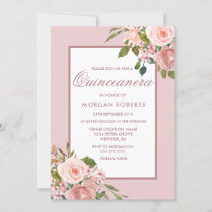Vackra blommor Quinceanera Party Inbjudan