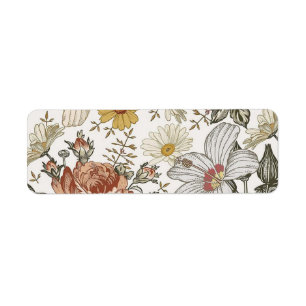 Vackra blommor returadress etikett
