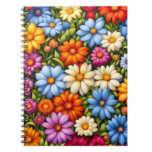 Vackra blommor, starkt färgade, anteckningsbok (Framsidan)