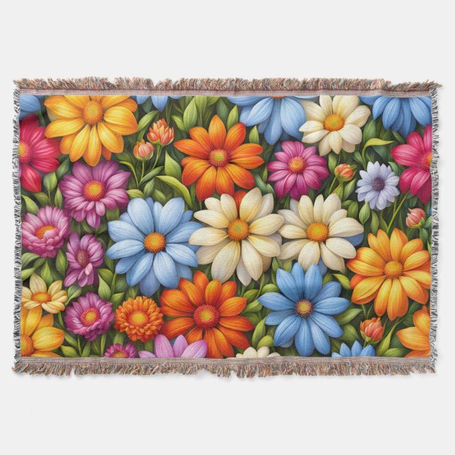 Vackra blommor, starkt färgade filt (Framsidan)
