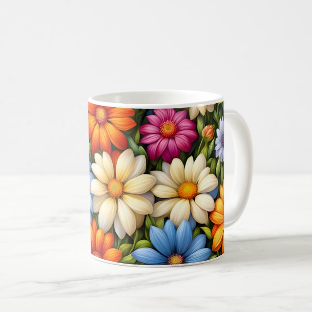 Vackra blommor, starkt färgade, kaffemugg (Framsida höger)
