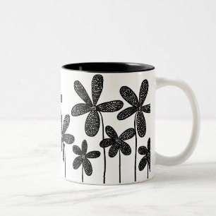 Vackra blommor - svart och vitt Två-Tonad mugg