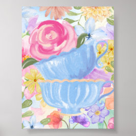 Vackra Blommor Tekoppar Poster