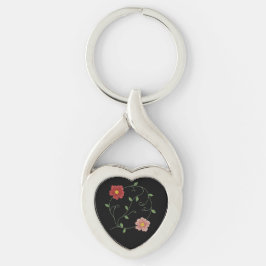 Vackra Blommor Twisted Heart Silverfärgad Nyckelring
