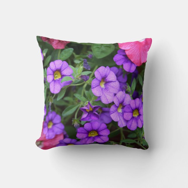 [Vackra blommor] Vacker lila Calibrachoa Kudde (Framsida)