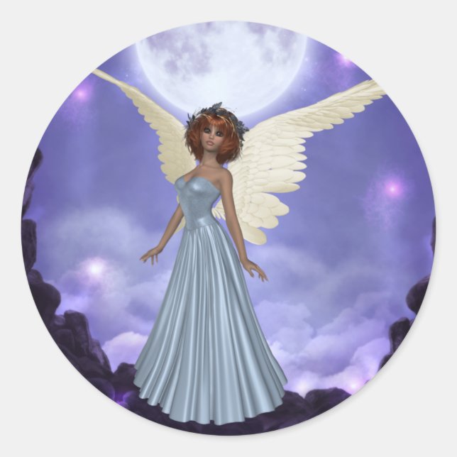 Vackra Blue Angel Stickers Runt Klistermärke (Framsida)