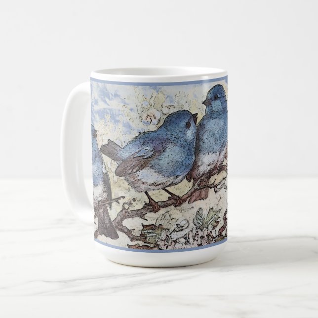 Vackra Bluebirds Kaffemugg (Framsida vänster)