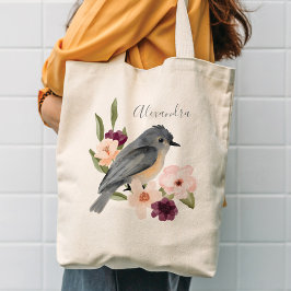 Vackra Bohemian Stil Watercolor Bird & Gren Tygkasse
