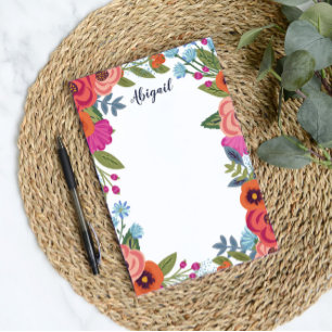 Vackra Boho-blommor - Anpassat namn Post-it Block