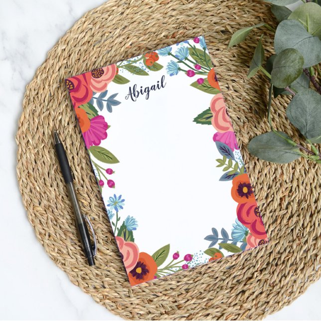 Vackra Boho-blommor - Anpassat namn Post-it Block (Skapare uppladdad)