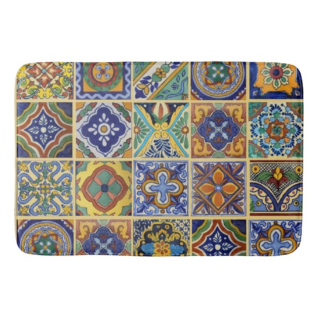 Vackra Boho Talavera Tiles Badrumsmatta (Framsidan)