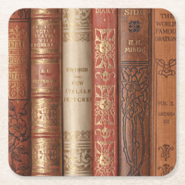 Vackra Bok-ryggrad (beige) Underlägg Papper Kvadrat