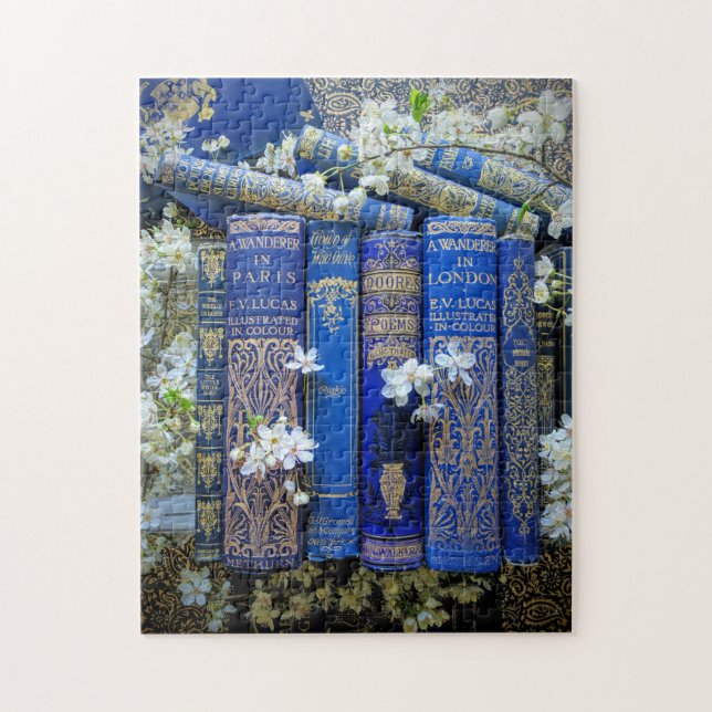 Vackra Bok-ryggrad och Blommar Pussel (Vertikal)