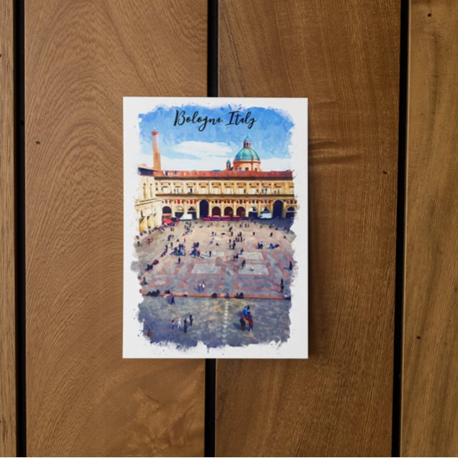 Vackra Bologna-Italien Watercolor Travel Vykort (bologna italy watercolor travel postcard)