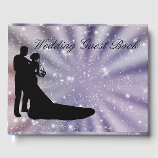 Vackra Bride & Groom Dance Silhouette Bröllop Gästböcker