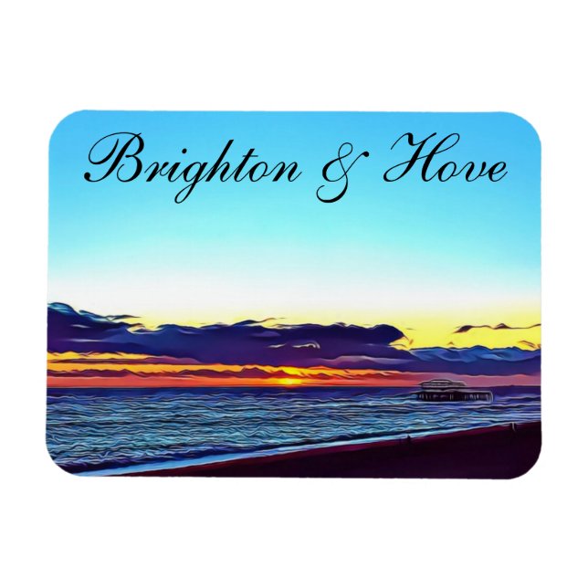 Vackra Brighton och Hove Beach & Sunset Magnet (Horisontell)