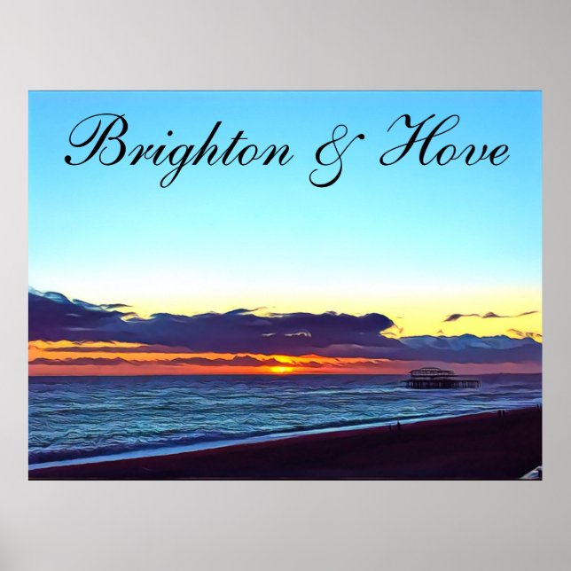 Vackra Brighton och Hove Beach & Sunset Poster (Framsidan)