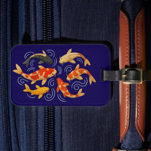 Vackra broderade koi-fiskar bagagebricka