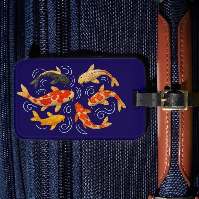 Vackra broderade koi-fiskar bagagebricka (Framsida Insitu 4)