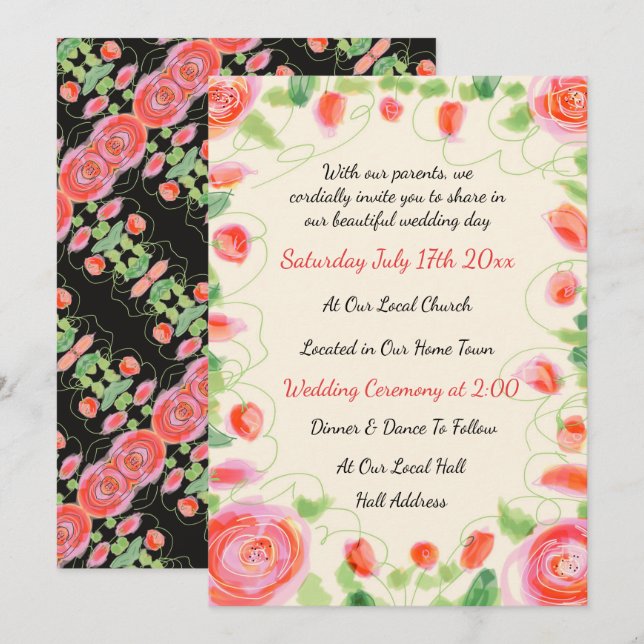 Vackra bröllopsinbjudan inbjudningar (Fram/baksida)