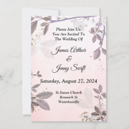 Vackra bröllopsinbjudan, rosa blommigt inbjudningar