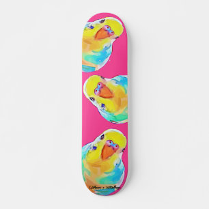 Vackra Budgie Parakeet Exotic Birds Hett-Rosa Mini Skateboard Bräda 18,5 Cm
