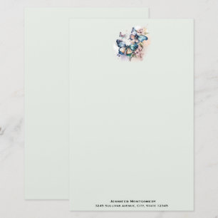 Vackra Butterflies och Flowers Brevpapper