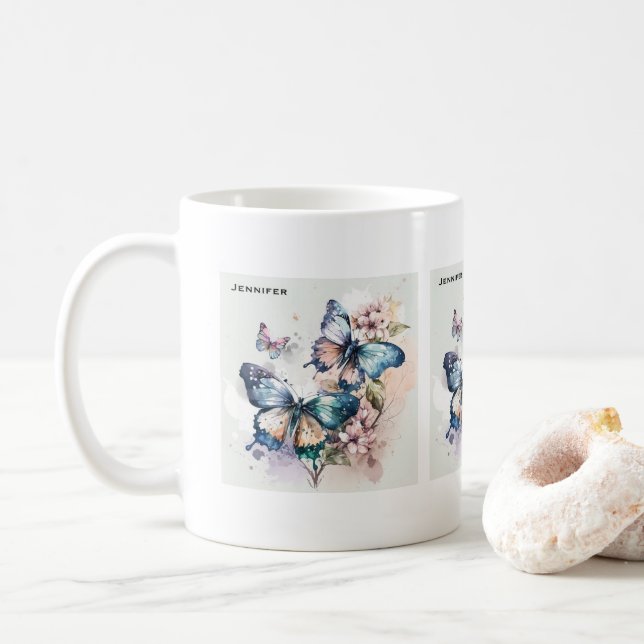 Vackra Butterflies och Flowers Kaffemugg (Med munk)