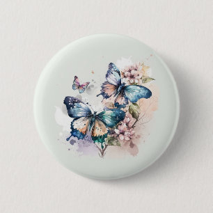 Vackra Butterflies och Flowers Knapp