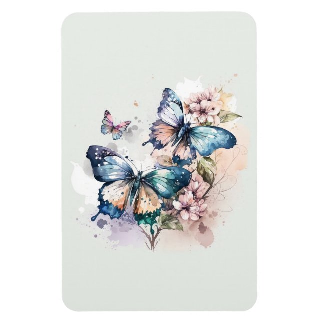 Vackra Butterflies och Flowers Magnet (Vertikal)