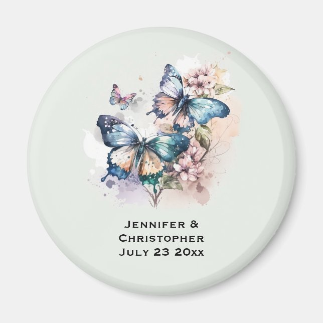 Vackra Butterflies och Flowers Magnet (Framsidan)