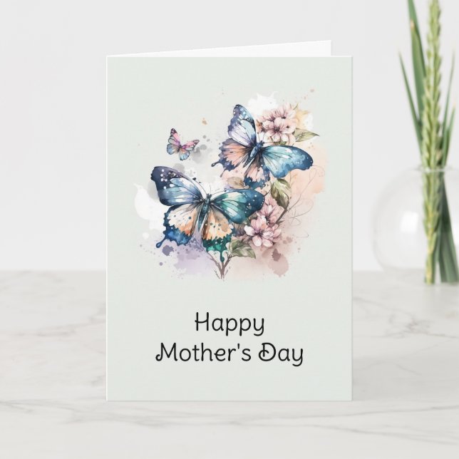 Vackra Butterflies och Flowers Mors dag Kort (Framsida)