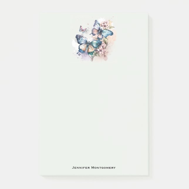 Vackra Butterflies och Flowers Post-it Block (Framsida)