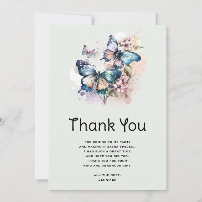 Vackra Butterflies och Flowers Tack Kort (Framsida)