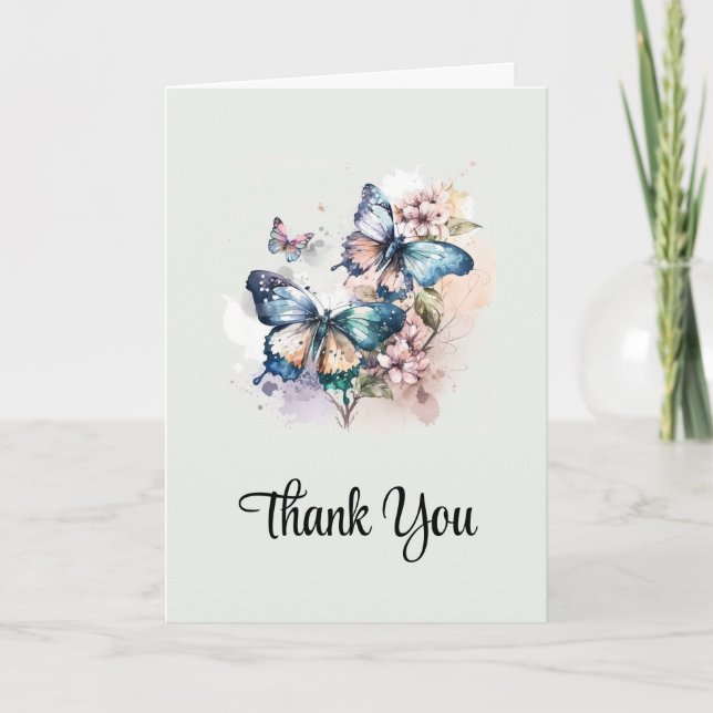 Vackra Butterflies och Flowers Tack Kort (Framsida)