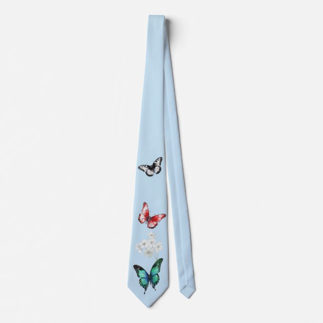 Vackra Butterflies på en elegant blå Slips (Framsida)